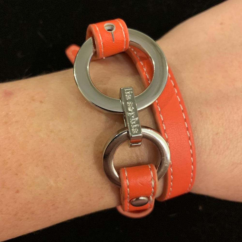 Lia Sophia Leather wrap bracelet in coral